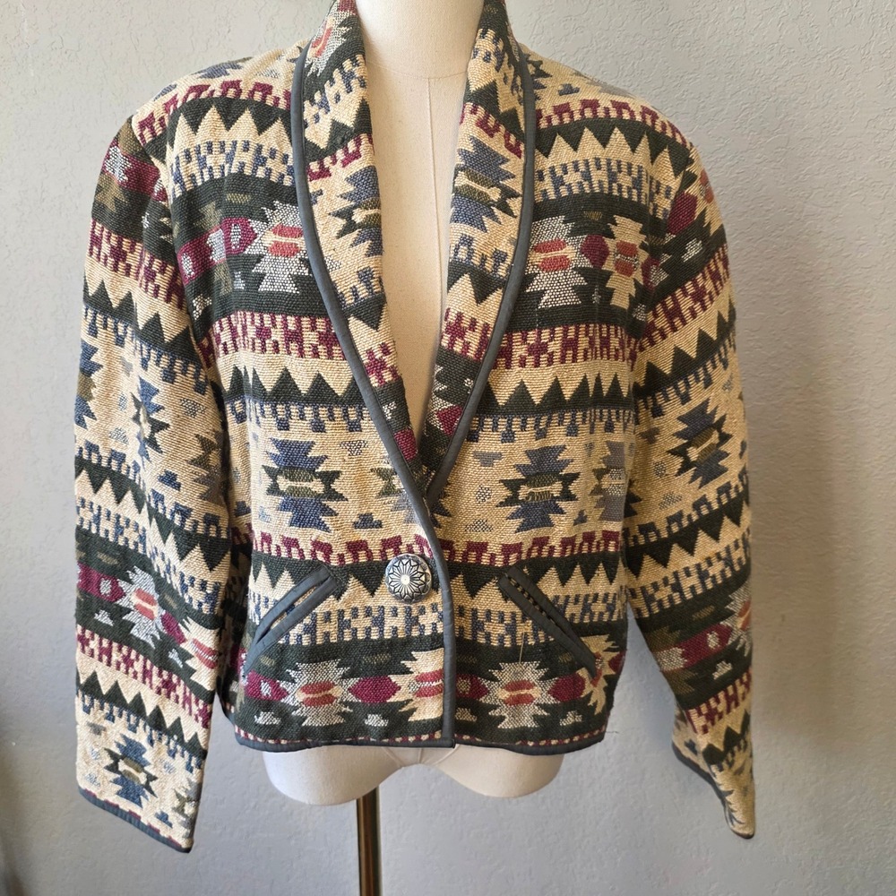 VTG Giorgio Fiorlini Southwest Aztec Jacket Tapestry Style Western Boho Large